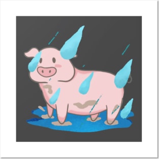 Pig dancing in the rain Posters and Art